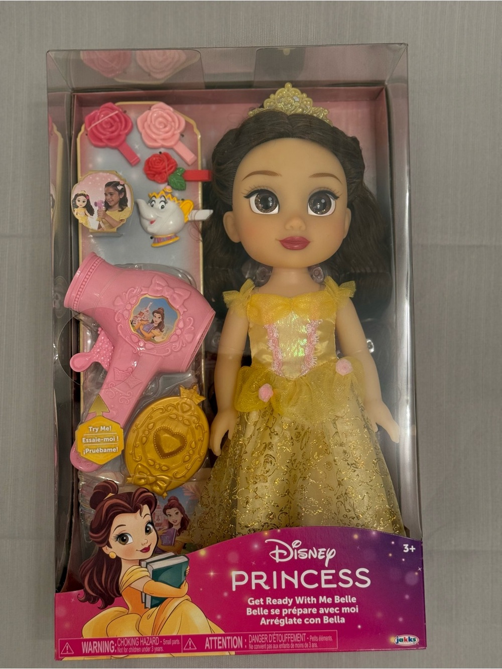 Disney Belle Fashion Doll in Yellow & Gold Dress with Pink Accessories